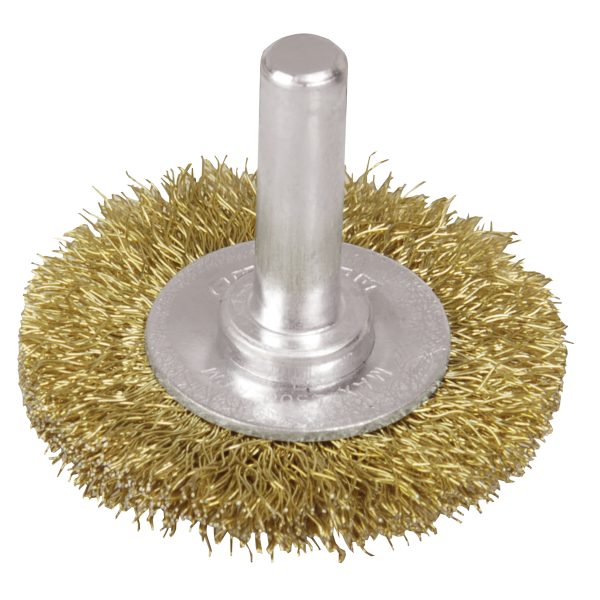 C549 - Carda circular ondulada alambre fino 4" x 0.17 mm con zanco 1/4" Surtek