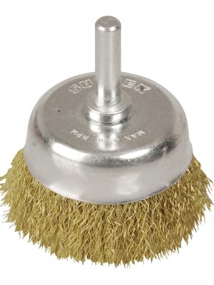 C574 - Carda copa ondulada alambre fino 2-3/4" x 0.17 mm con zanco 1/4" Surtek