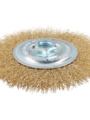 C590 - Carda circular ondulada alambre delgado 6" x 0.35 mm con rosca M14 Surtek