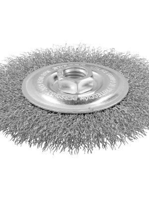 C620.jpg C620 - Carda circular ondulada alambre delgado de acero inoxidable 6" x 0.30 mm con rosca 5/8" Surtek