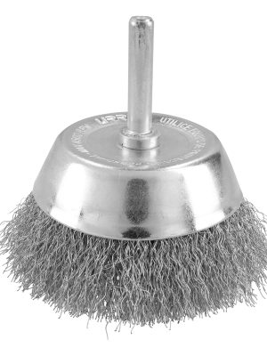 C628.jpg C628 - Carda copa ondulada alambre delgado acero inoxidable 1/2" x 0.30 mm con zanco 1/4" Surtek