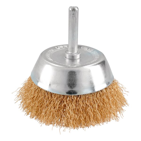 C849 - Carda copa ondulada alambre delgado 2-3/4" x 0.30 mm con zanco 1/4" Urrea