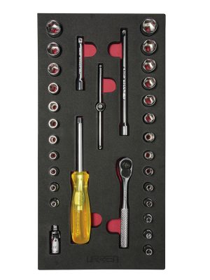 CH101 - Juego de dados cortos y accesorios cuadro de 1/4" combinados 31 piezas, CH101-C Urrea