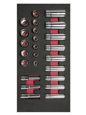 CH107 - Juego de dados cortos y largos cuadro de 3/8" métricos 24 piezas, CH107-C Urrea