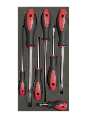 CH117 - Juego de destornilladores con mango bimaterial punta plana 7 piezas, CH117-C Urrea