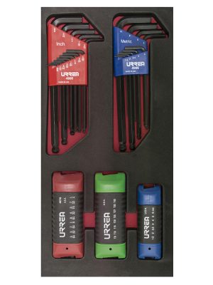 CH120 - Juego de llaves hexagonales tipo navaja en pulgadas, métricas y torx 46 piezas, CH120-C Urrea