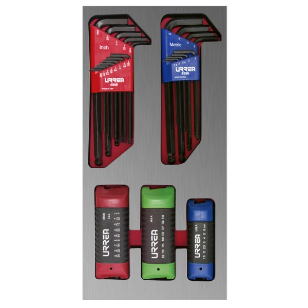 CH120L - Juego de llaves hexagonales tipo navaja en pulgadas, métricas y Torx 46 piezas, CH120L-C Urrea