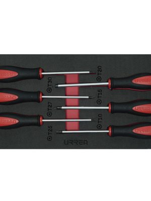 CH129.jpg CH129 - Juego de destornilladores con mango bimaterial punta Torx 6 piezas, CH129-C Urrea