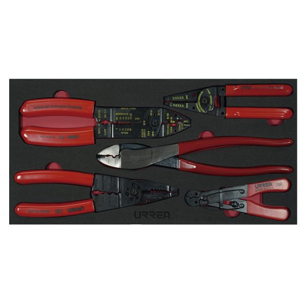 CH130 - Juego de pinzas pela cable 5 piezas, charola CH130-C Urrea