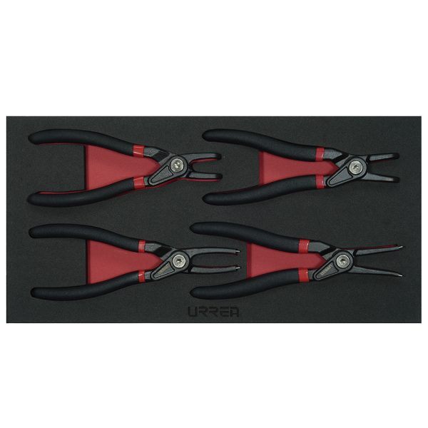 CH131 - Juego de pinzas para anillos de retención 4 piezas, charola CH131-C Urrea