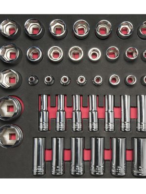 CH207 - Juego de dados cortos y largos cuadro de 1/2" métricos 39 piezas, CH207-C Urrea