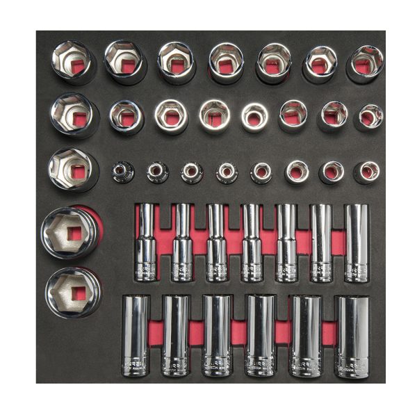 CH207.jpg CH207 - Juego de dados cortos y largos cuadro de 1/2" métricos 39 piezas, CH207-C Urrea