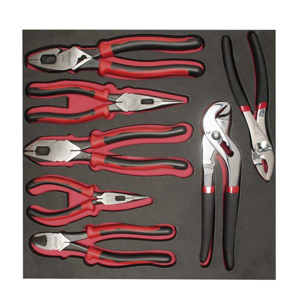 CH212.jpg CH212 - Juego de pinzas bimaterial 7 piezas, charola CH212-C Urrea