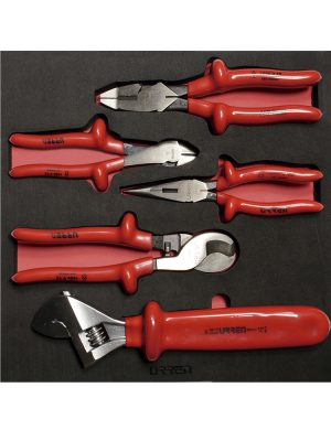CH220.jpg CH220 - Juego de pinzas y llave ajustable 1000 V 5 piezas, charola CH220-C Urrea