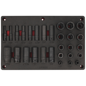 CH241P - Juego de dados de impacto en pulgadas cuadro de 1/2" 29 piezas, CH241P-C Urrea