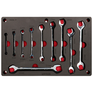 CH254P - Juego de llaves españolas pulido espejo métricas 10 piezas, CH254P-C Urrea