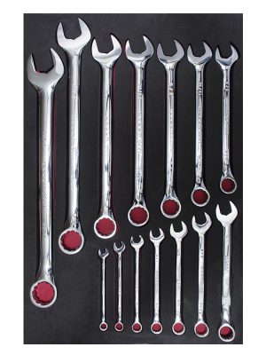 CH303.jpg CH303 - Juego de llaves combinadas pulido espejo en pulgadas 14 piezas, CH303-C Urrea