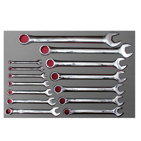 CH303L - Juego de llaves combinadas pulido espejo en pulgadas 14 piezas, CH303L-C Urrea