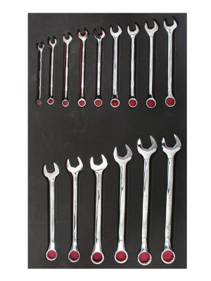 CH304.jpg CH304 - Juego de llaves combinadas pulido espejo métricas 15 piezas, CH304-C Urrea