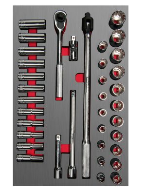 CH311L.jpg CH311L - Juego de dados cortos,largos y accesorios de 1/2" métricos 37 piezas, CH311L-C Urrea