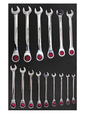 CH313.jpg CH313 - Juego de llaves combinadas de matraca métricas 15 piezas, CH313-C Urrea