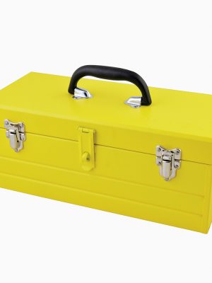 CM20 - Caja portaherramientas metálica color amarillo con charola 19" x 7" x 6" Surtek