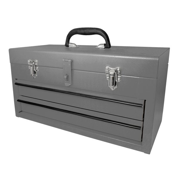 CM2G - Caja portaherramientas metálica color gris con 2 gavetas 18" x 9" x 11" Surtek