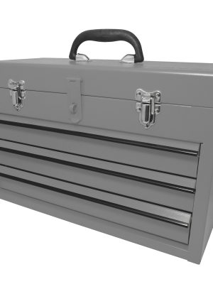 CM3G - Caja portaherramientas metálica color gris con 3 gavetas 11" x 18" x 9" Surtek