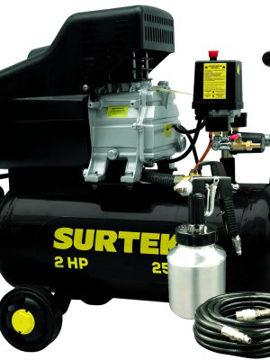 COMP425K.jpg COMP425K - Compresor de aire eléctrico lubricado con pistola y manguera 25L, 2HP, 127V Surtek