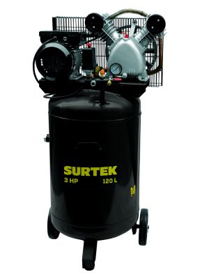 COMP6120V.jpg COMP6120V - Compresor de aire eléctrico con transmisión de banda vertical 120L, 3HP, 127V Surtek