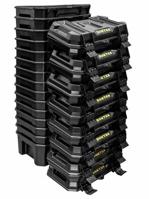 CPS19NT - Juego de cajas portaherramientas plásticas con broches plásticos 19" x 10", 15 piezas Surtek