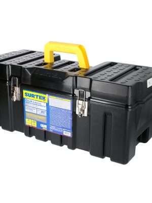 CPS26 - Caja portaherramientas plástica con broches metálicos color negro 26" x 10" x 10" Surtek