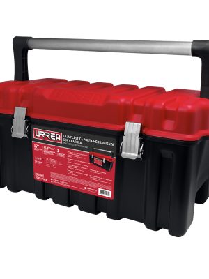 CPU17AR - Caja portaherramientas plástica con broches metálicos color negro tapa roja 17" x 9" x 8" Urrea