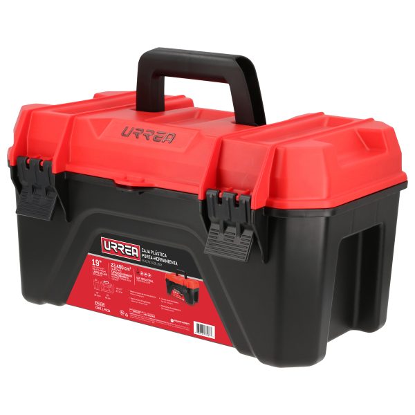 CPU19P - Caja portahta plástic con broches plásticos y charola ngo tapa rja 19"x10" Urrea