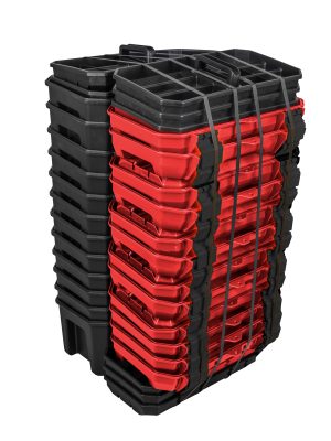 CPU19T - Juego de cajas portahta plástic con broches plásticos y charola ngo tapa rja 19"x10",15 pz Urrea