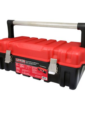 CPUC20R - Caja portaherramientas plástica con broches metálicos color negro tapa roja 21" x 11" x 7" Urrea