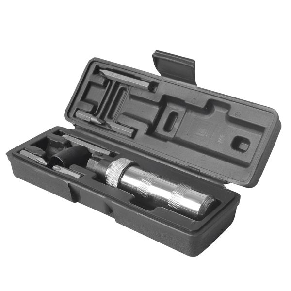 D10 - Juego de destornillador de golpe con puntas intercambiables, 8 piezas en caja plastica Surtek