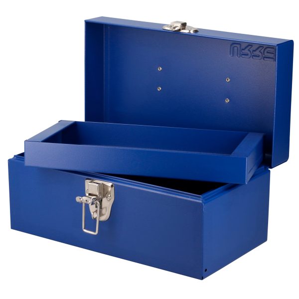 D1A - Caja portaherramientas métalica con asa plástica color azul 11" x 6" x 5" Urrea