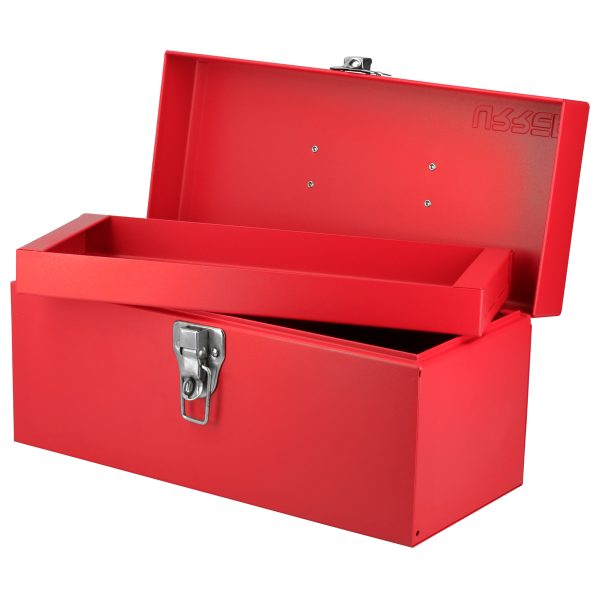 D2 - Caja portaherramientas métalica con asa plástica color rojo 14" x 6" x 6" Urrea