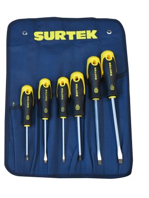 D200B.jpg D200B - Juego de destornilladores con mango bimaterial combinados, 6 piezas en estuche Surtek
