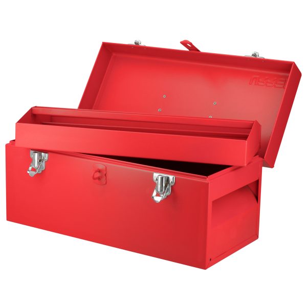 D3 - Caja portaherramientas métalica con asa plástica color rojo 16" x 7" x 7" Urrea