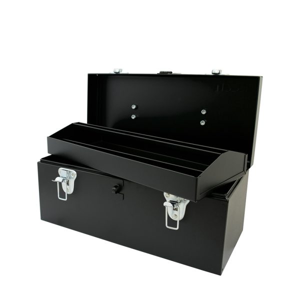 D3C20 - Caja portaherramientas metálica con asa metálica color negro 16" x 7" x 7" Urrea
