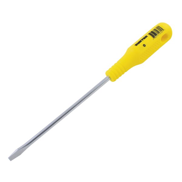 D408 - Destornillador con mango amarillo, punta plana barra redonda 3/8" x 8" Surtek