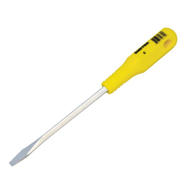 D468 - Destornillador con mango amarillo, punta plana barra cuadrada 3/8" x 8" Surtek