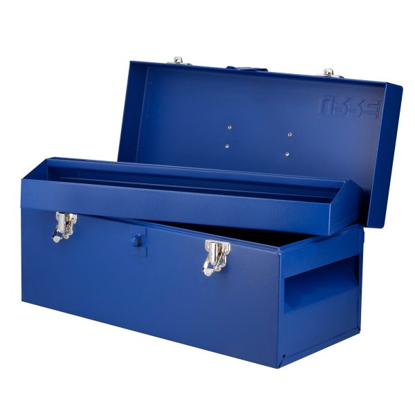 D4A - Caja portaherramientas métalica con asa plástica color azul 17" x 7" x 7" Urrea