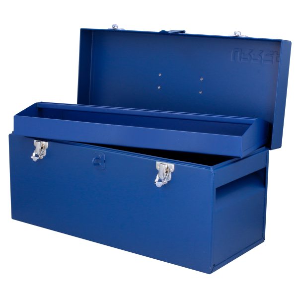 D6A - Caja portaherramientas métalica con asa plástica color azul 20" x 8" x 9" Urrea