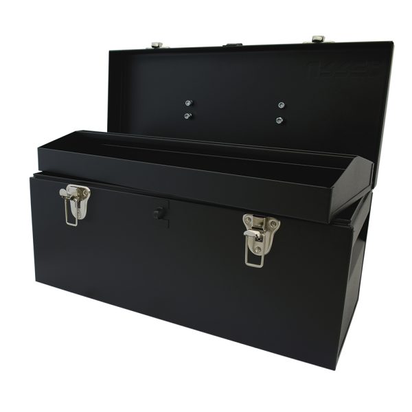 D6C20 - Caja portaherramientas metálica con asa metálica color negro 20" x 8" x 9" Urrea
