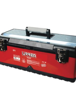 D71 - Caja portaherramientas metálica-plástica color rojo/negro 23" x 11" x 8" Urrea