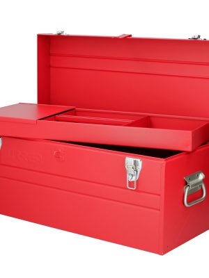 D8 - Caja portaherramientas métalica con asa plástica color rojo 23" x 10" x 11" Urrea