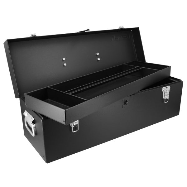 D9C20 - Caja portaherramientas metálica con asa metálica color negro 25" x 8" x 9" Urrea